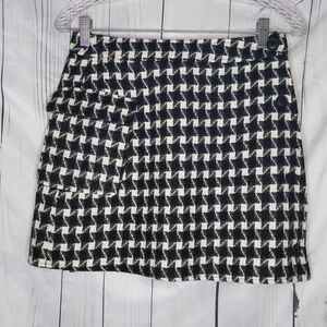 Native Youth Jaquard Check Wool Preppy Retro Mini Skirt With Utility Pocket NWT